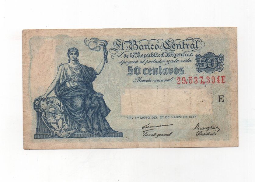 ARGENTINA DEL AÑO 1947 DE 50 CENTAVOS